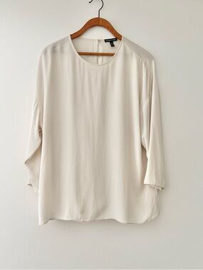 Eileen Fisher Soft Cream Rounded-Neck Blouse